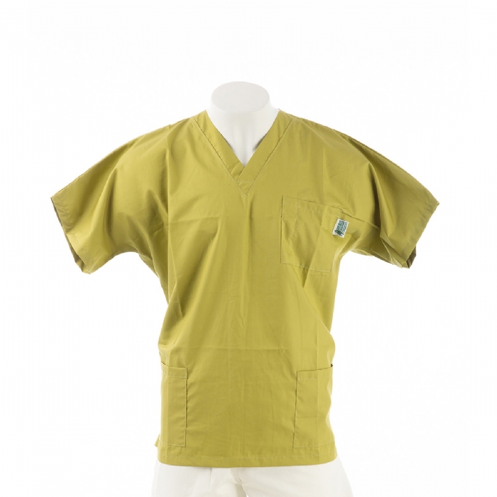 Sage Short Sleeve Scrub Top with Side Pockets 100% Cotton