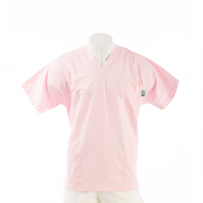  Light Pink Short Sleeve Scrub Top with Side Pockets 100% Cotton