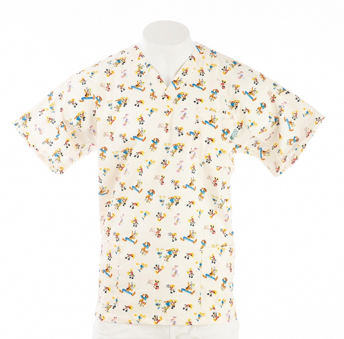 Disney Characters Short Sleeve Scrub Top 100% Cotton