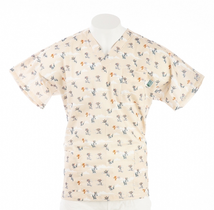 Tom & Jerry Short Sleeve Scrub Top 100% Cotton