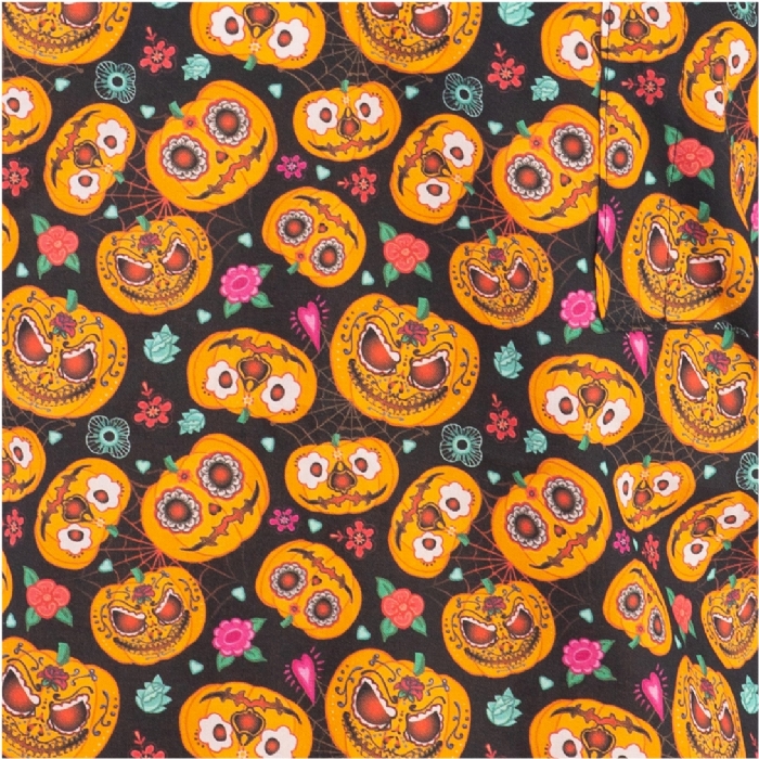 Halloween Happy Pumpkins Short Sleeve Scrub Top 100% Cotton