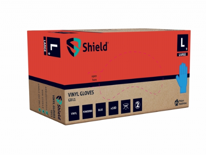 Polyco Healthline GD11 Blue Powdered Vinyl Disposable Gloves