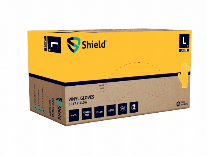 Polyco Healthline GD17 Powder-Free Disposable Vinyl Gloves – Green, Red & Yellow Latex-Free Hygiene Gloves