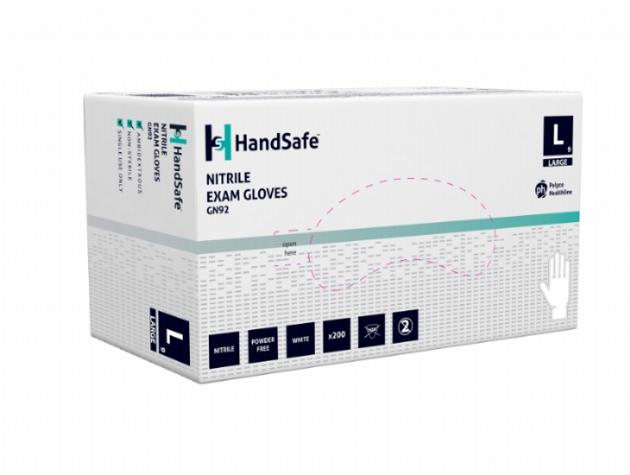 Polyco Healthline HandSafe GN92 White Nitrile Powder-Free Exam Gloves – Latex Free Medical PPE