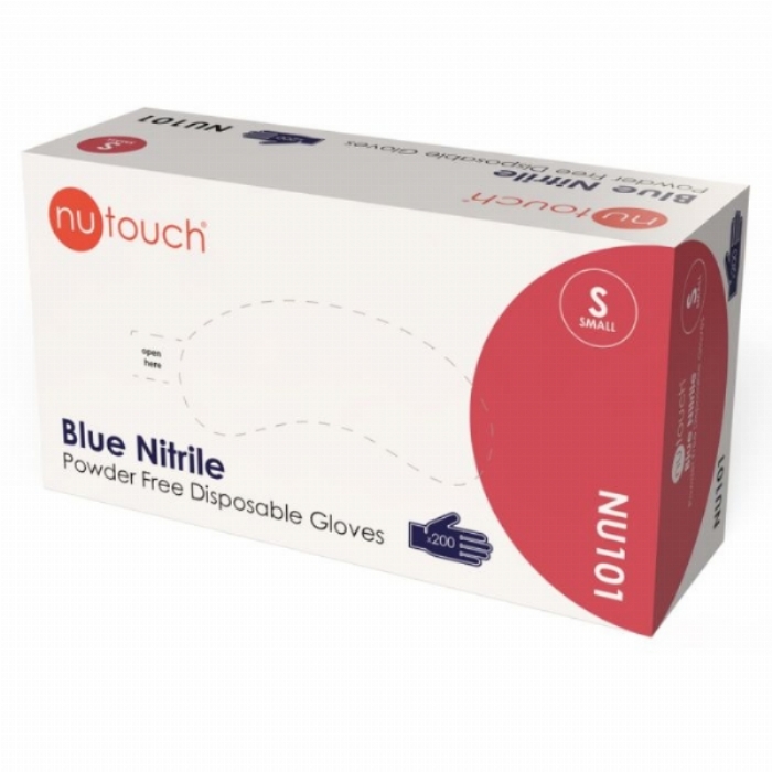 NU101 Nutouch Blue Nitrile Powder-Free Disposable Gloves (200) – Latex Free PPE