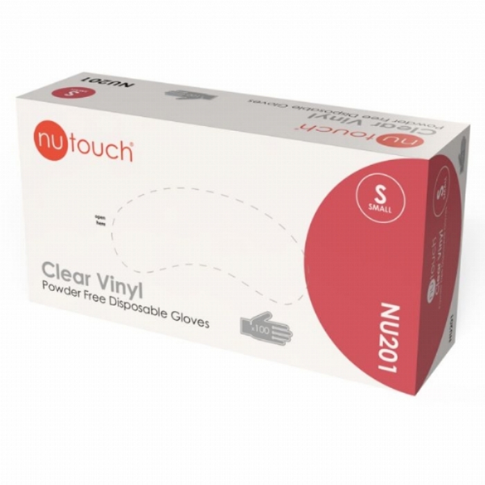 NU201 Nutouch Clear Vinyl Powder-Free Disposable Gloves – Latex Free Hygiene PPE