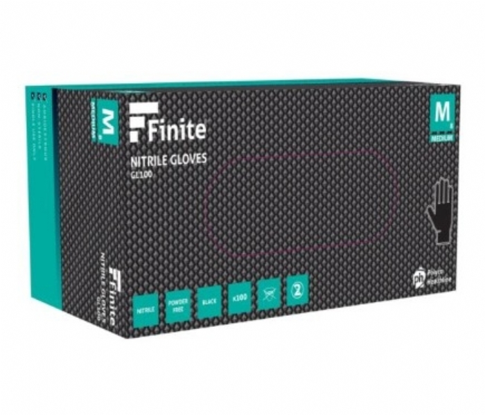 Polyco Healthline GL100 Finite Black Nitrile Powder-Free Disposable Gloves – Latex Free Industrial PPE