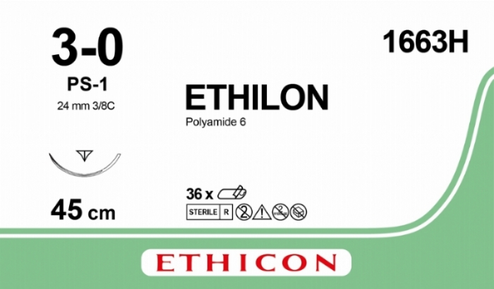 ETHILON Nylon Suture<br/>Size: ETHILON<br/>Colour: 3-0<br/>Style: cutting