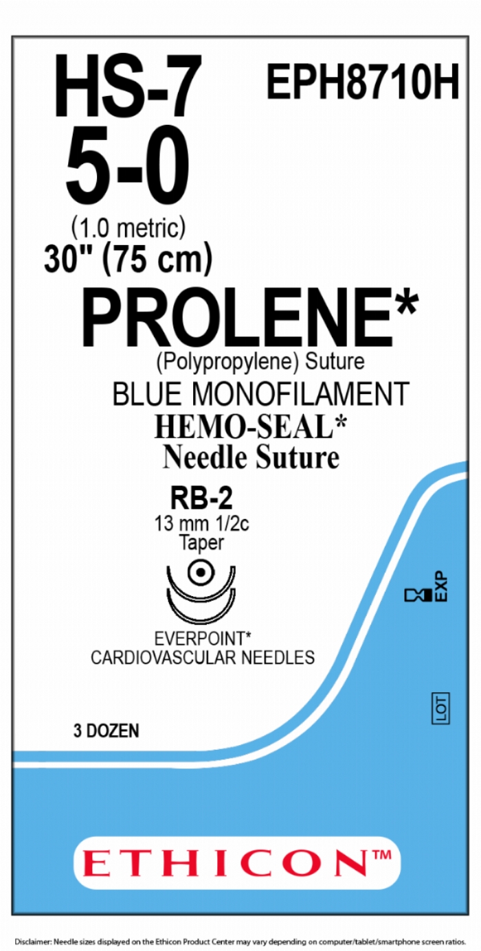 PROLENE Polypropylene Suture With EVERPOINT Technology & HEMOSEAL Technology<br/>Size: PROLENE<br/>Colour: 5-0<br/>Style: non cutting