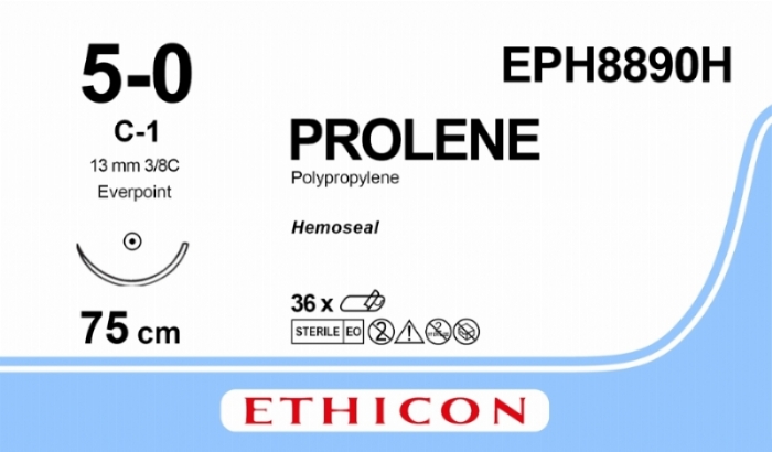 PROLENE Polypropylene Suture With EVERPOINT Technology & HEMOSEAL Technology<br/>Size: PROLENE<br/>Colour: 5-0<br/>Style: non cutting