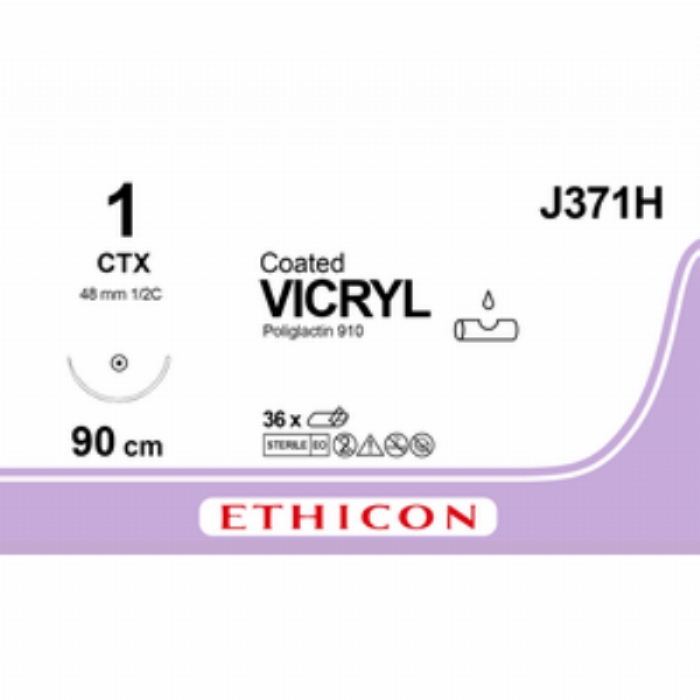 VICRYL, violet, braided, 1xCTX, 1, 90cm, 36<br/>Size: VICRYL PLUS<br/>Colour: 1<br/>Style: non cutting<br/>Size: VICRYL PLUS<br/>Colour: 1<br/>Style: non cutting