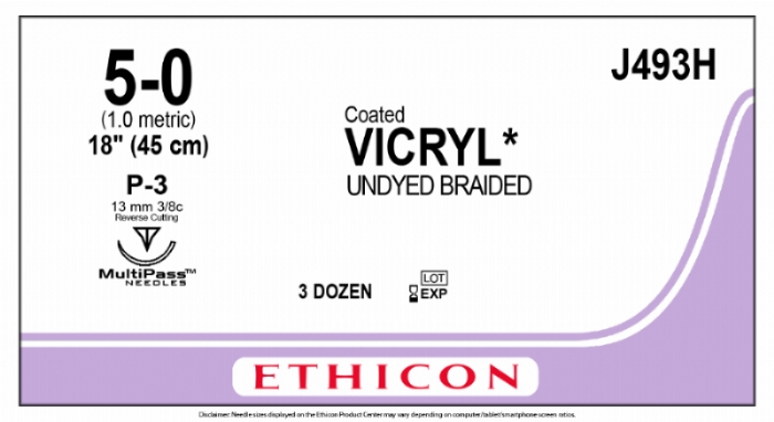 COATED VICRYL (polyglactin 910) Suture<br/>Size: VICRYL PLUS<br/>Colour: 5-0<br/>Style: cutting