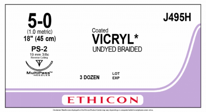 COATED VICRYL (polyglactin 910) Suture<br/>Size: VICRYL PLUS<br/>Colour: 5-0<br/>Style: cutting<br/>Size: VICRYL PLUS<br/>Colour: 5-0<br/>Style: cutting<br/>Size: VICRYL PLUS<br/>Colour: 5-0<br/>Style: cutting
