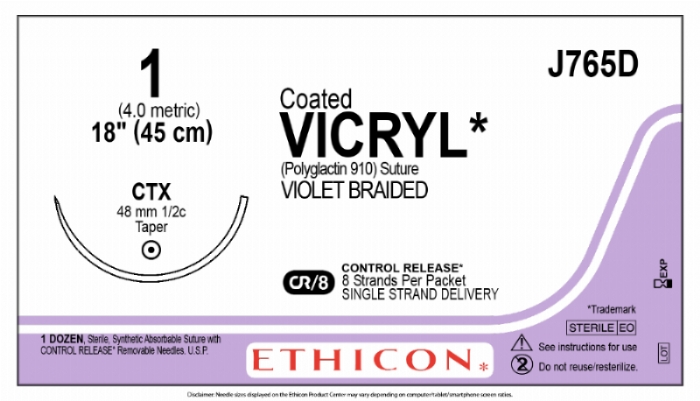 COATED VICRYL (polyglactin 910) Suture<br/>Size: VICRYL PLUS<br/>Colour: 1<br/>Style: non cutting<br/>Size: VICRYL PLUS<br/>Colour: 1<br/>Style: non cutting