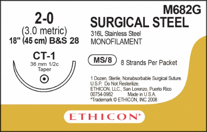 Surgical Stainless Steel Suture<br/>Size: STEEL<br/>Colour: 2-0<br/>Style: non cutting