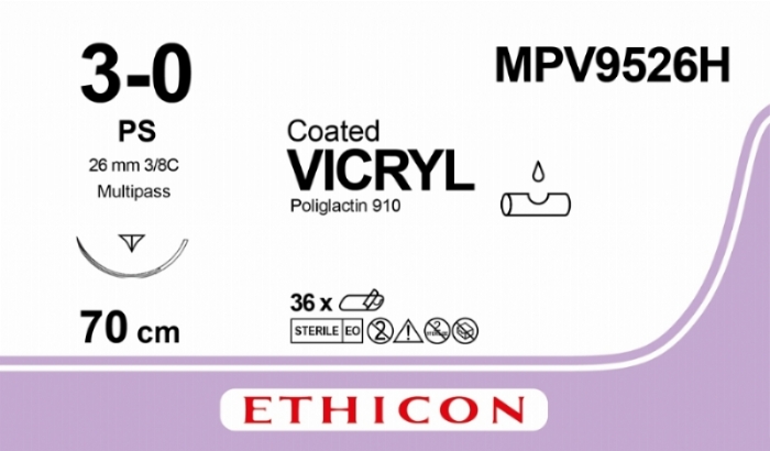 COATED VICRYL (polyglactin 910) Suture<br/>Size: VICRYL PLUS<br/>Colour: 3-0<br/>Style: cutting<br/>Size: VICRYL PLUS<br/>Colour: 3-0<br/>Style: cutting<br/>Size: VICRYL PLUS<br/>Colour: 3-0<br/>Style: cutting