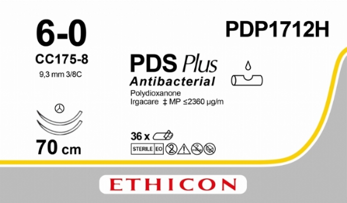 PDS Plus Antibacterial (polydioxanone) Suture<br/>Size: PDS PLUS<br/>Colour: 6-0<br/>Style: non cutting