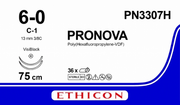 PRONOVA® Poly (Hexafluoropropylene – VDF) Suture<br/>Size: PRONOVA<br/>Colour: 6-0<br/>Style: non cutting