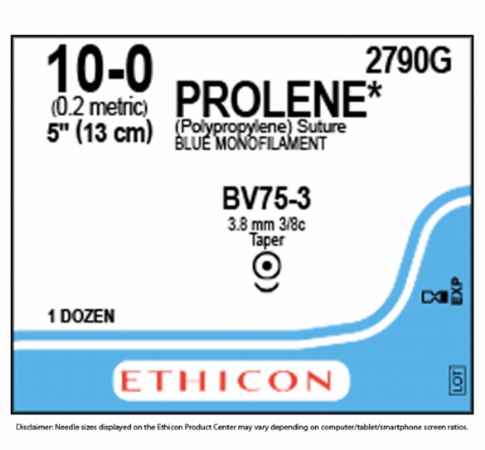 PROLENE Polypropylene Suture<br/>Size: PROLENE<br/>Colour: 10-0<br/>Style: non cutting