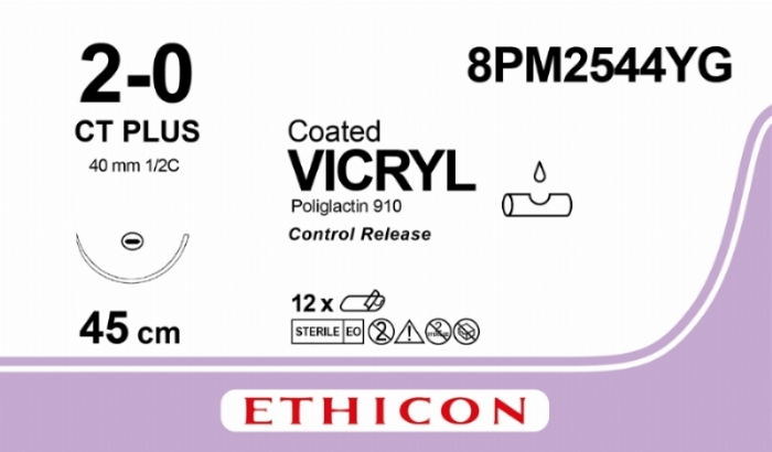 COATED VICRYL (polyglactin 910) Suture<br/>Size: VICRYL PLUS<br/>Colour: 2-0<br/>Style: non cutting<br/>Size: VICRYL PLUS<br/>Colour: 2-0<br/>Style: non cutting