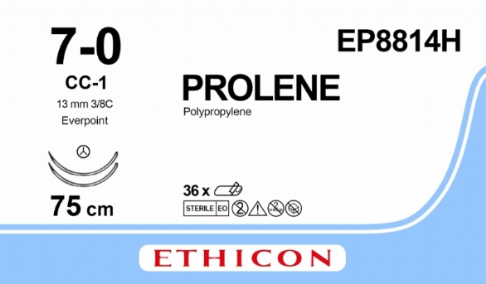 PROLENE Polypropylene Suture With EVERPOINT Technology<br/>Size: PROLENE<br/>Colour: 7-0<br/>Style: non cutting