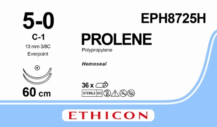 PROLENE Polypropylene Suture With EVERPOINT Technology & HEMOSEAL Technology<br/>Size: PROLENE<br/>Colour: 5-0<br/>Style: non cutting
