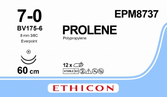 PROLENE Polypropylene Suture With EVERPOINT Technology<br/>Size: PROLENE<br/>Colour: 7-0<br/>Style: non cutting