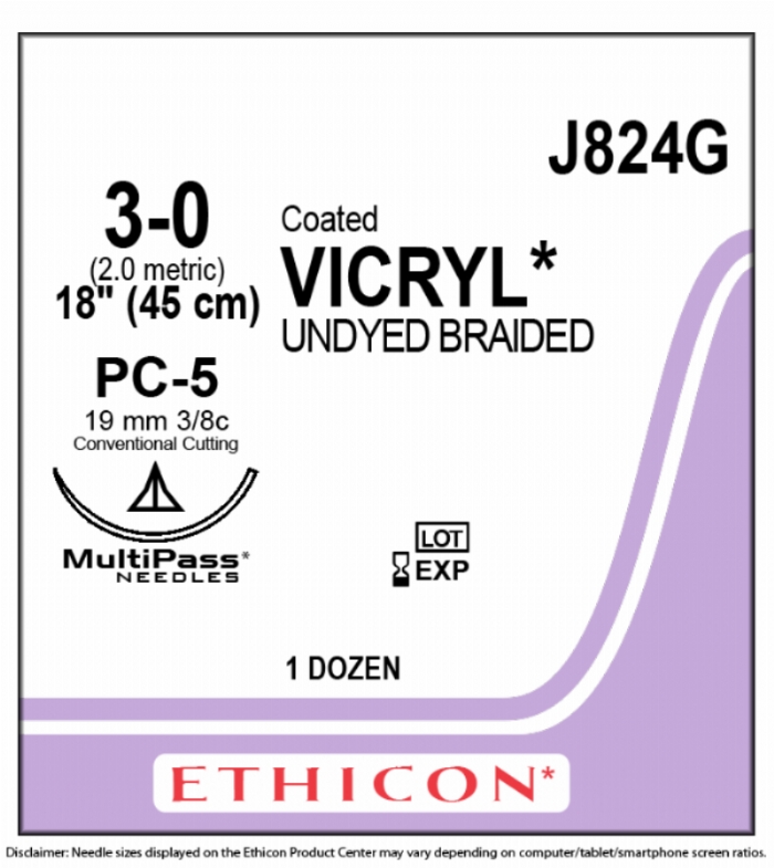COATED VICRYL (polyglactin 910) Suture<br/>Size: VICRYL PLUS<br/>Colour: 3-0<br/>Style: cutting<br/>Size: VICRYL PLUS<br/>Colour: 3-0<br/>Style: cutting