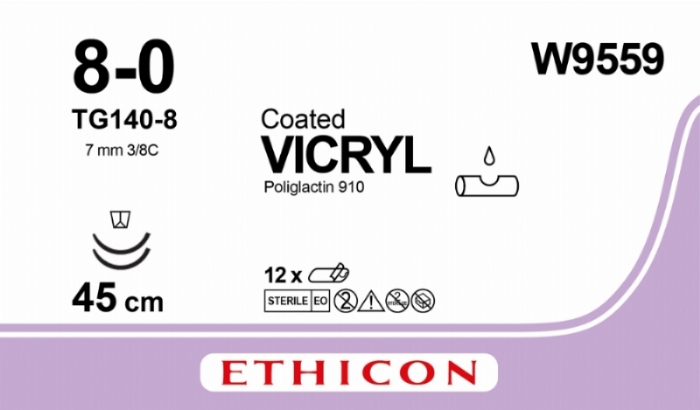 COATED VICRYL (polyglactin 910) Suture<br/>Size: VICRYL<br/>Colour: 8-0<br/>Style: cutting