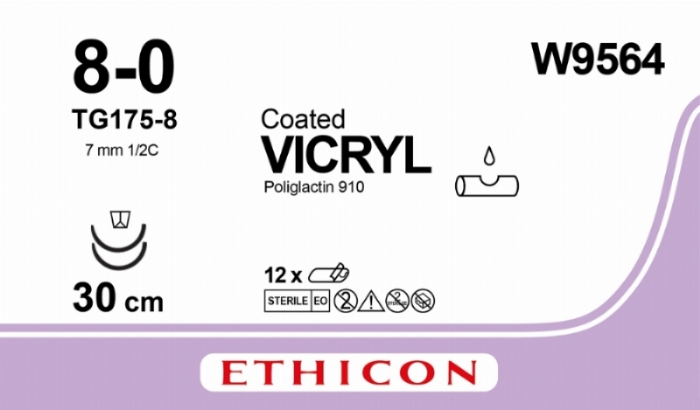 COATED VICRYL (polyglactin 910) Suture<br/>Size: VICRYL<br/>Colour: 8-0<br/>Style: cutting
