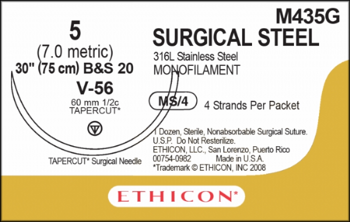 Surgical Stainless Steel Suture<br/>Size: STEEL<br/>Colour: 5<br/>Style: non cutting