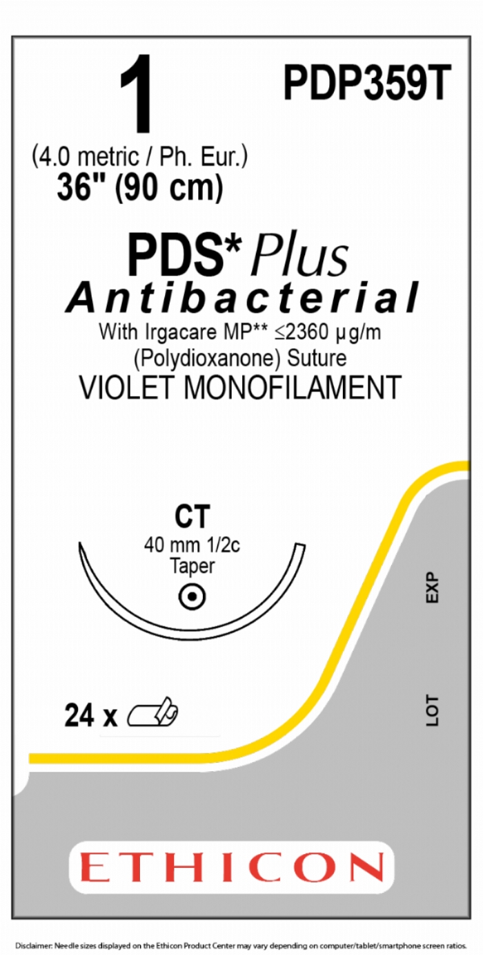 PDS Plus Antibacterial (polydioxanone) Suture<br/>Size: PDS PLUS<br/>Colour: 1<br/>Style: non cutting