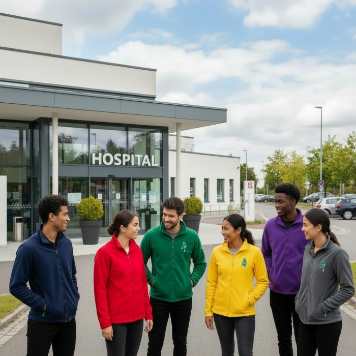 Unisex 100% Cotton Zip Scrub Jacket with Lined Side Pockets – Light Sky Blue