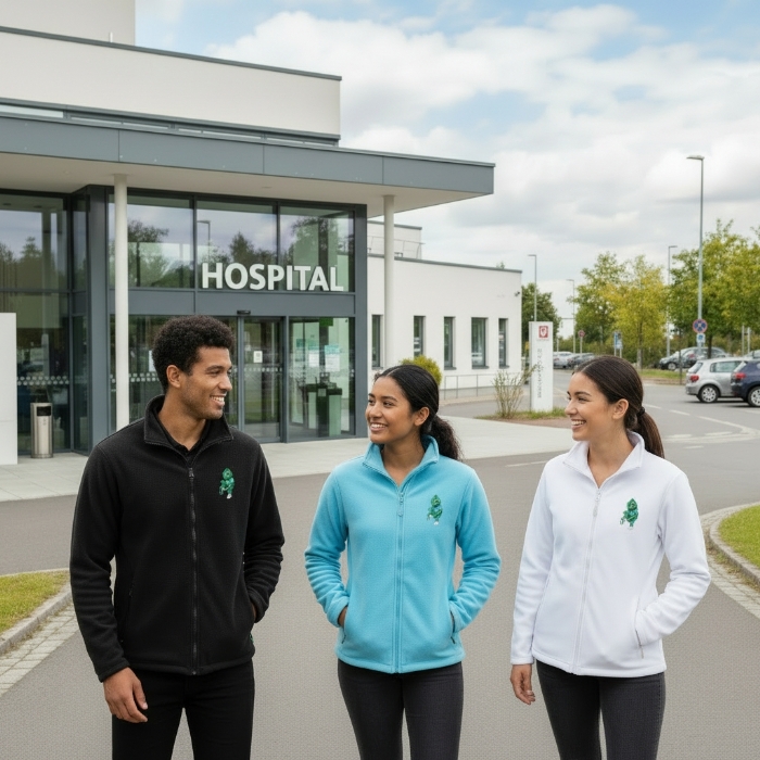 Unisex 100% Cotton Zip Scrub Jacket with Lined Side Pockets – Yellow