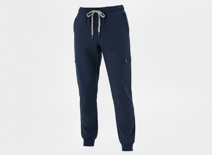 Navy 100% Cotton Combat Scrub Trousers with Phone Pockets