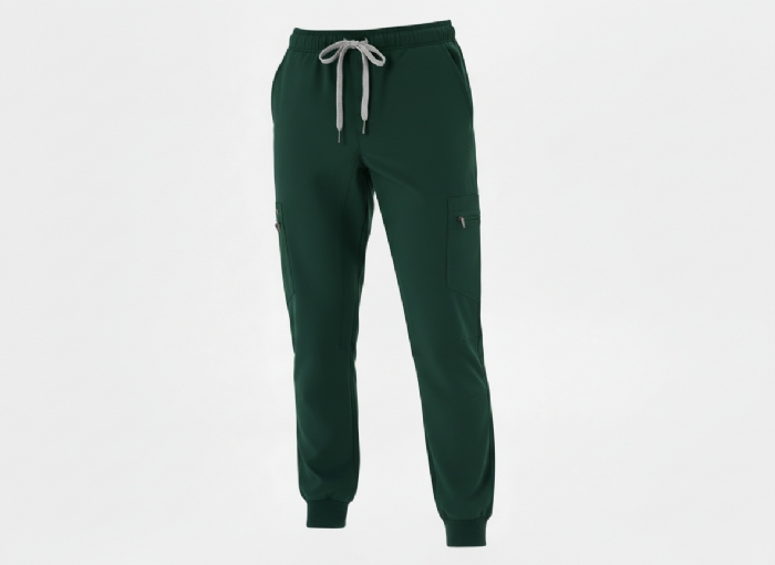 Bottle Green 100% Cotton Combat Scrub Trousers with Phone Pockets
