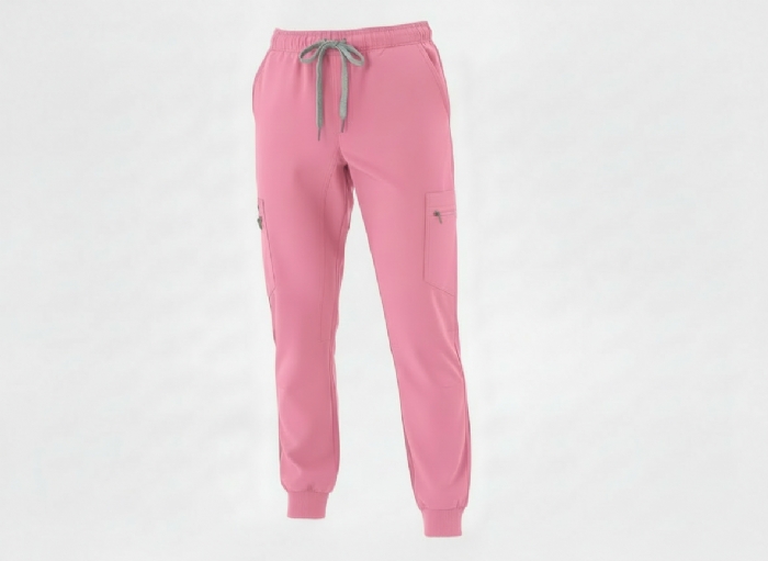 Pink 100% Cotton Combat Scrub Trousers with Phone Pockets