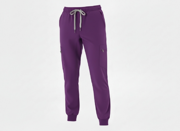 Purple 100% Cotton Combat Scrub Trousers with Phone Pockets
