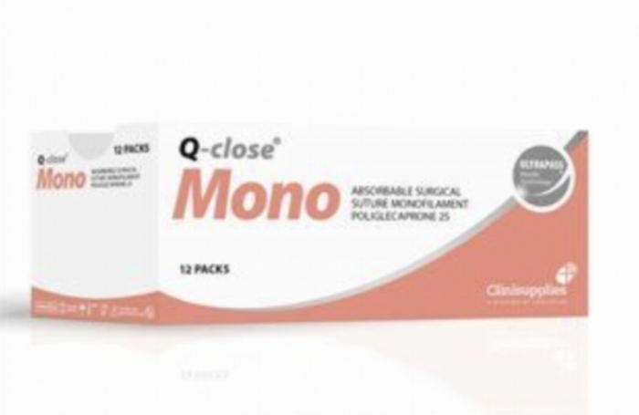 Q-close Mono Absorbable Poliglecaprone Surgical Suture – USP 3-0 – 75 cm – Violet – 1/2 Circle Non-Cutting Taper Point 22 mm Needle (Box of 12)