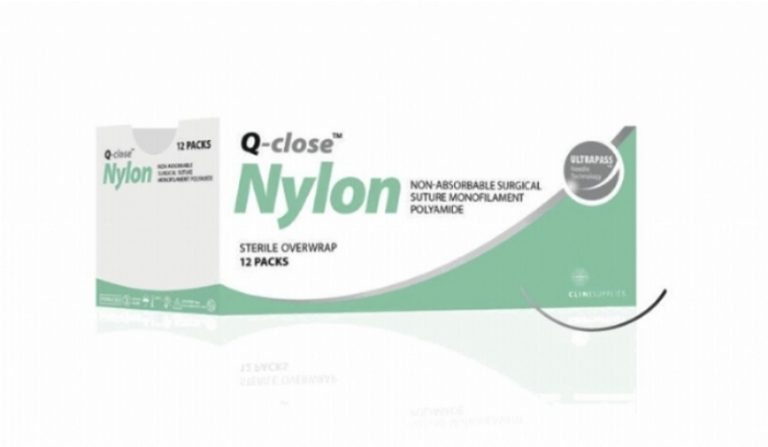 Q-close Nylon Non-Absorbable Monofilament Nylon Surgical Suture – USP 0 – 150 cm Loop – Black – 1/2 Circle Taper Point Heavy Wire 40 mm Needle (Box of 12)