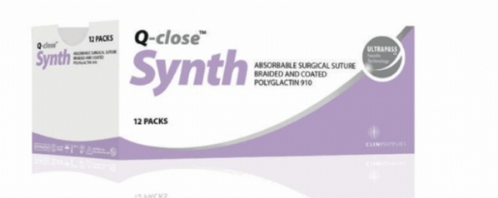 Q-close SYNTH Absorbable Polyglactin 910 Suture – USP 1 – 75 cm – Violet – J Needle Tapercut 31 mm Needle (Box of 12)