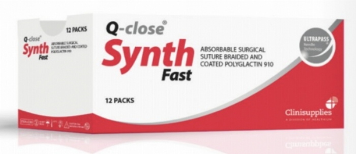 Q-close SYNTH Fast Absorbable Polyglactin 910 Suture – USP 3-0 – 75 cm – Undyed – 3/8 Circle Reverse Cutting Precision 19 mm Needle (Box of 12)