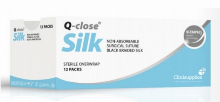 Q-close Silk Non-Absorbable Surgical Suture – USP 3-0 – 45 cm – Black – 1/2 Circle Conventional Cutting 22 mm Needle (Box of 12)