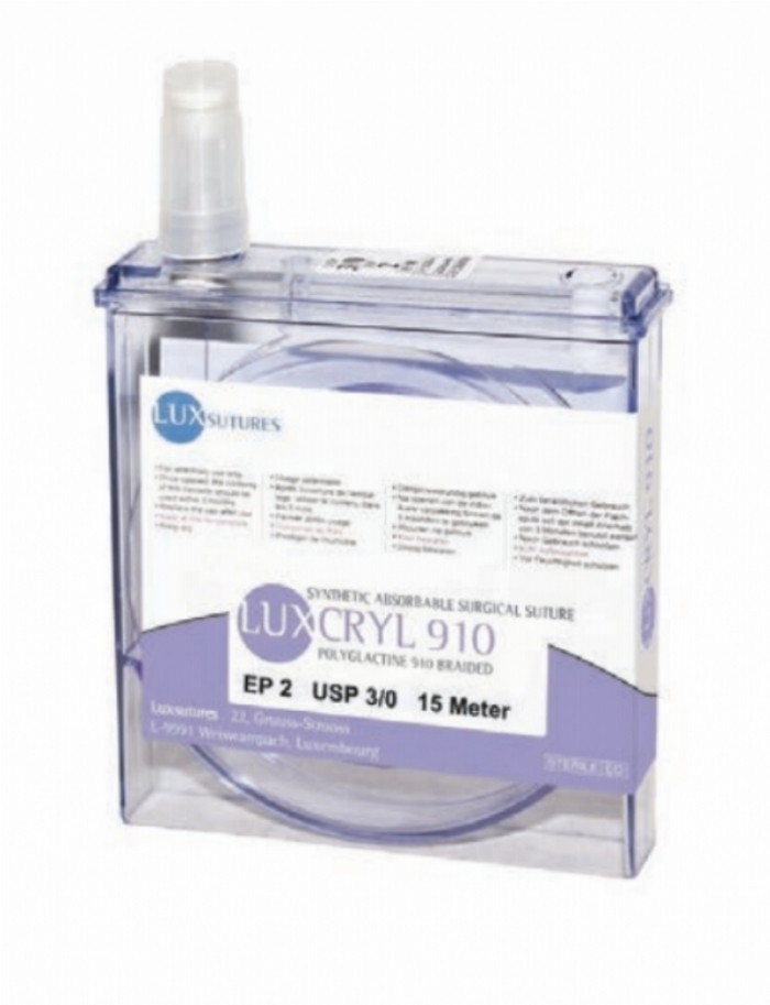 LuxSutures LUXCRYL 910 Absorbable Veterinary Surgical Suture – USP 2/0 – Violet – PGLA (Polyglycolic Acid 90% / Lactic Acid 10%) Braided Suture – 15 cm (1 pc)