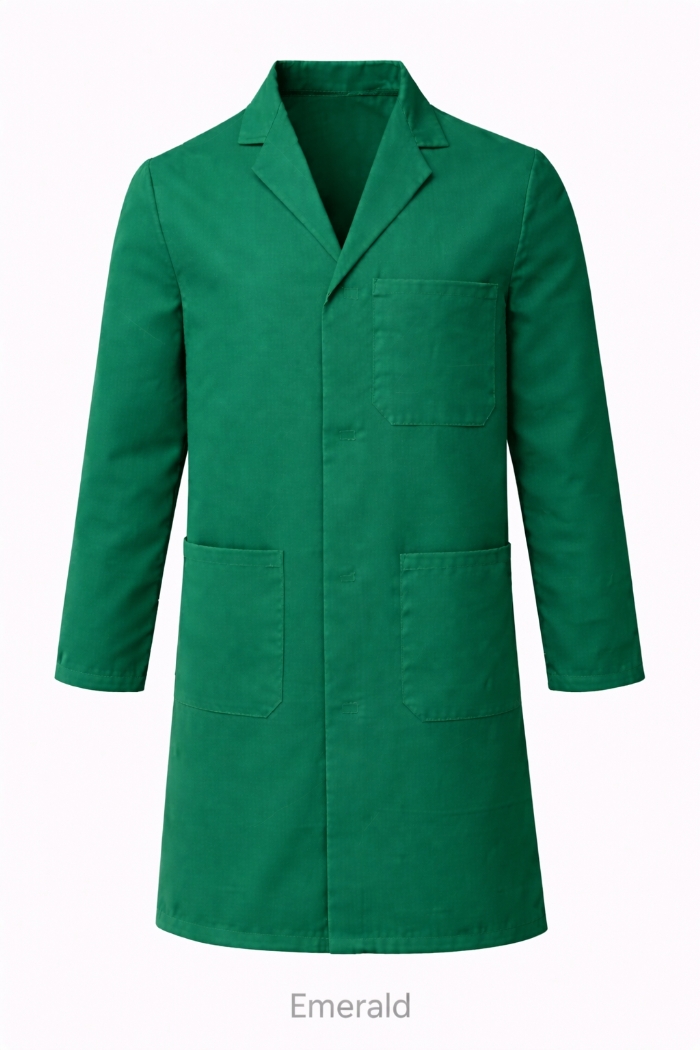 100% Cotton Drill Lab Coat - Button Fastening - Emerald