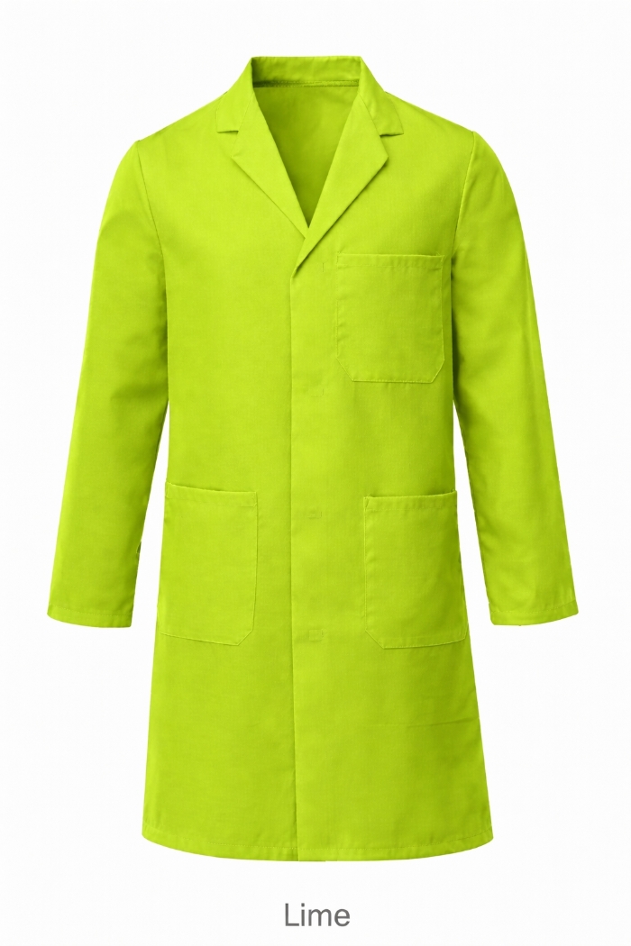 Lab Coat Stud Fastening - 100% Cotton - Lime