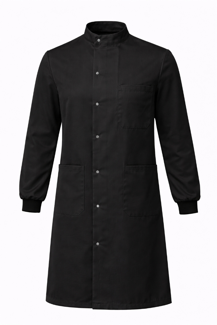 Howie Coat Stud Fastening Rib Cuff - 100% Cotton - Black