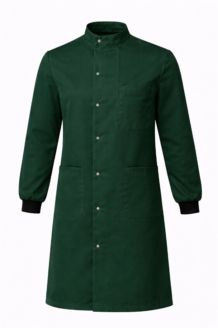 Howie Coat Stud Fastening Rib Cuff - 100% Cotton - Bottle Green