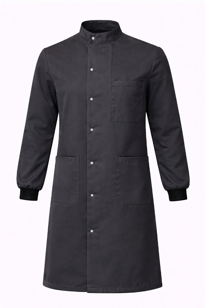 Howie Coat Stud Fastening Rib Cuff - 100% Cotton - Dark Grey