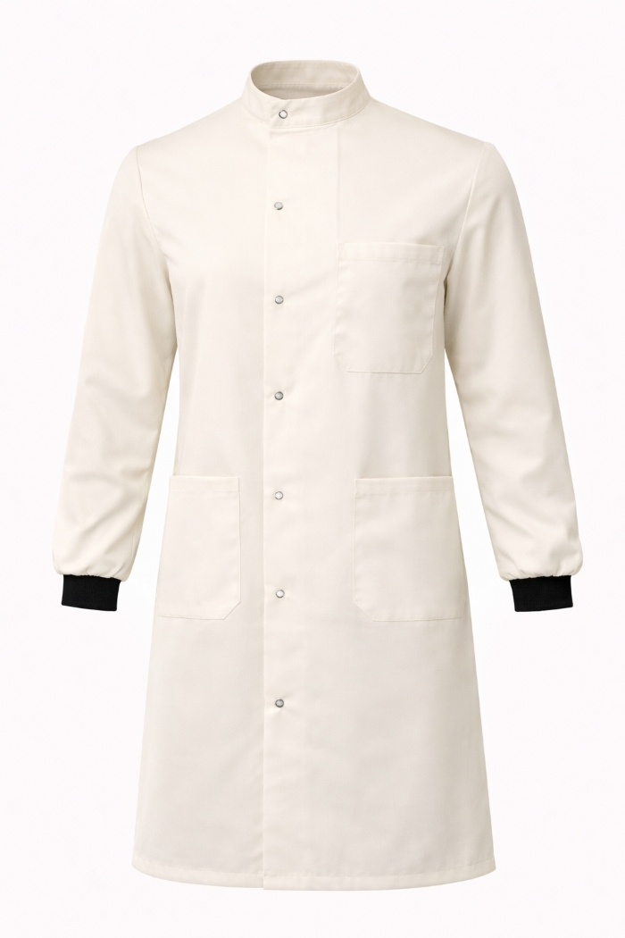 Howie Coat Stud Fastening Rib Cuff - 100% Cotton - Ivory